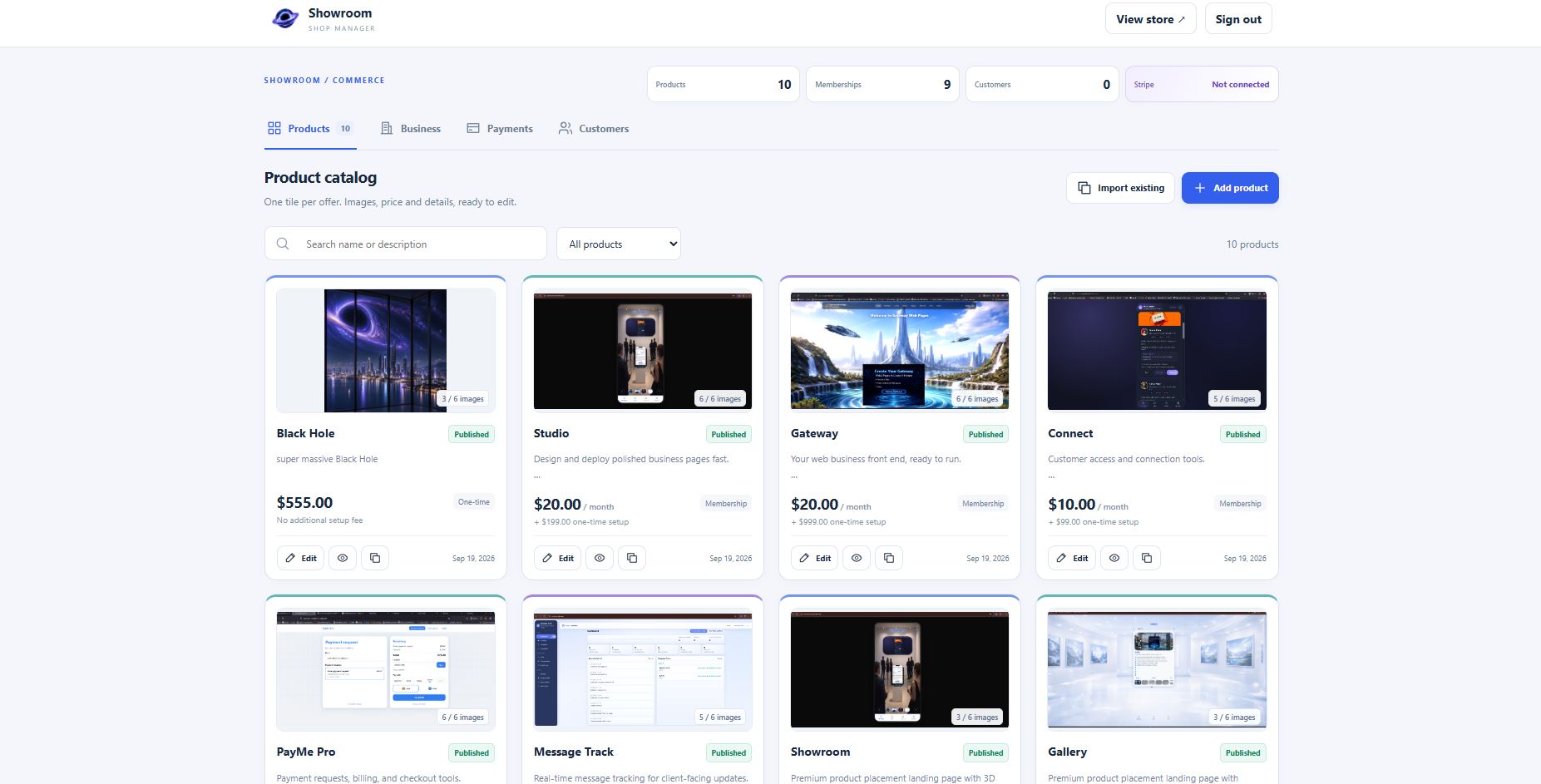 MicroStore catalog and commerce workspace