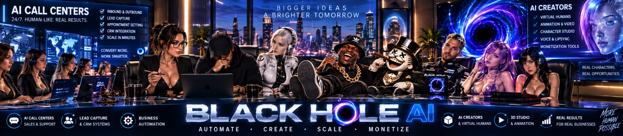 Black Hole AI: AI call centers, lead capture, business automation, AI creators and 3D Studio