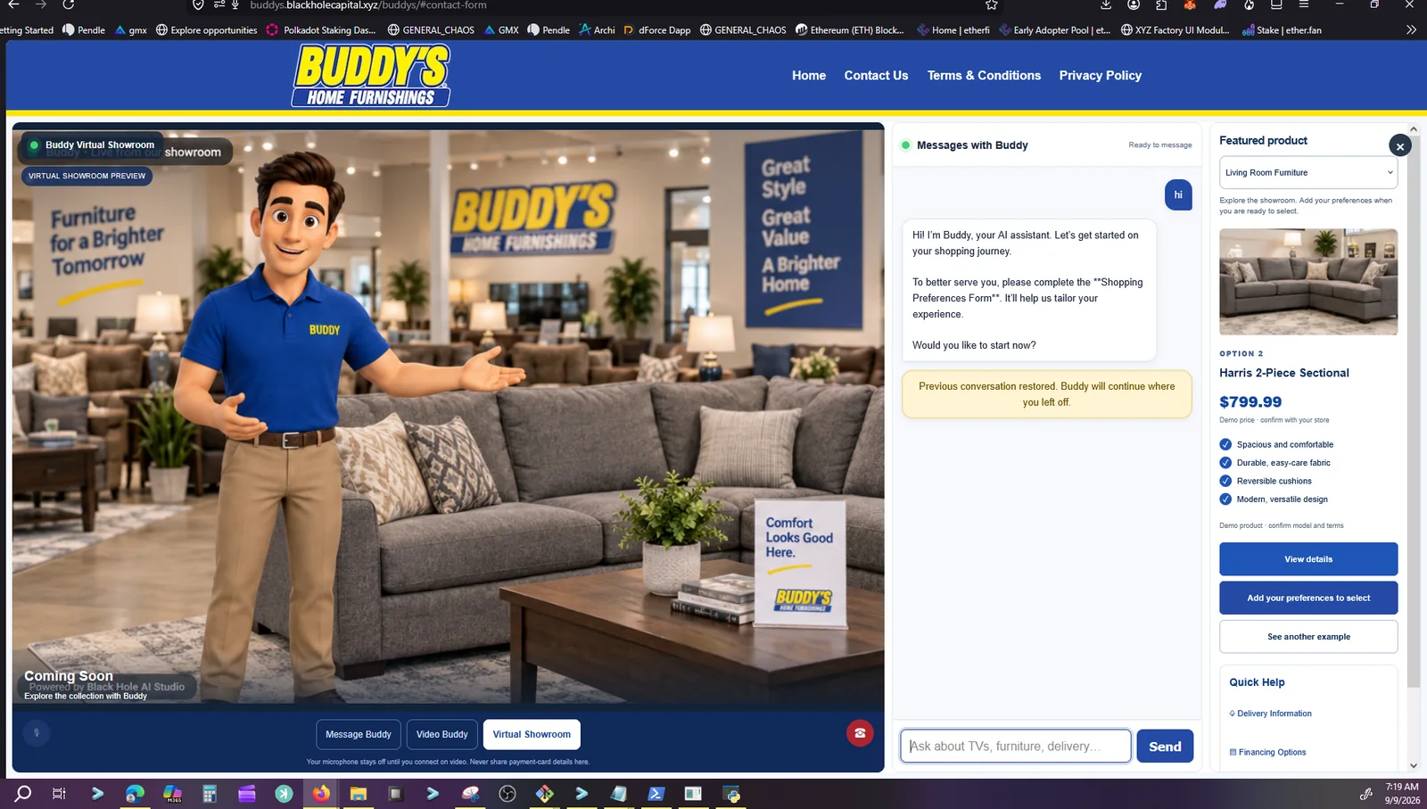Buddy's virtual showroom